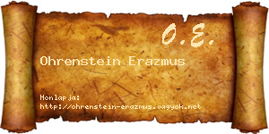 Ohrenstein Erazmus névjegykártya
